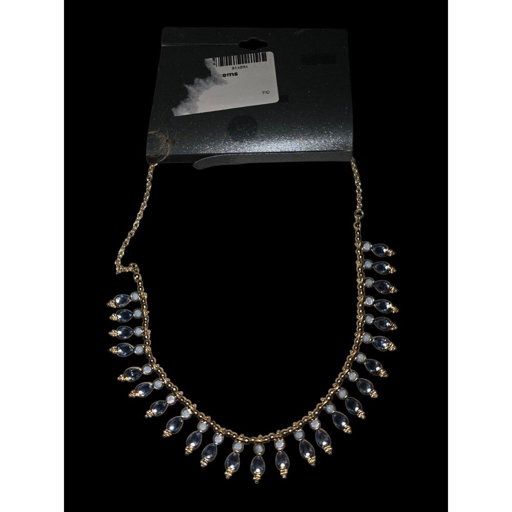 Massini Gold Tone and Blue Teardrop Beaded Necklace - Picture 2 of 4